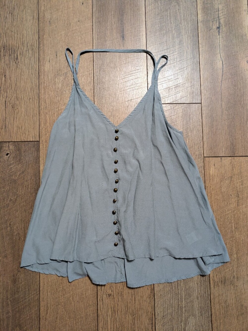 The Impeccable Pig Tank Top S Womens Sage Green Button Front Cami Strappy Blouse